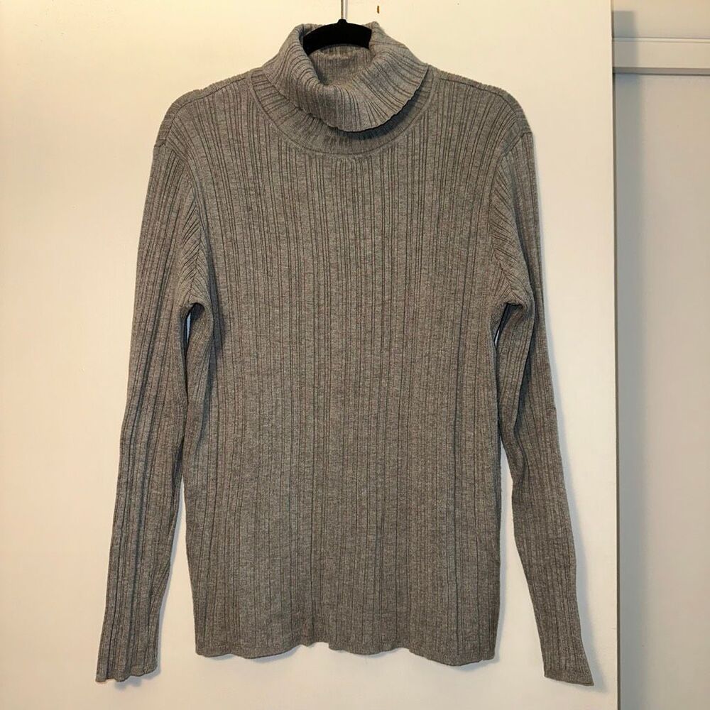 Time and Tru Women’s XXL Long Sleeve Turtleneck Ribbed Stretch Shirt Gray EUC